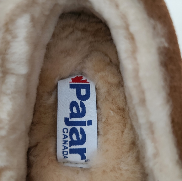 NEW Pajar tan suede leather shearling cabin slippers house shoe men size 42 - Picture 8 of 13